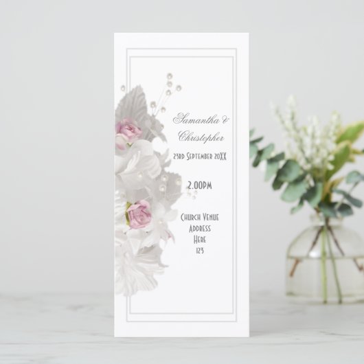 Hochzeitsprogramm der Rosa Rosa Kirche Programm (Stehend Vorderseite)