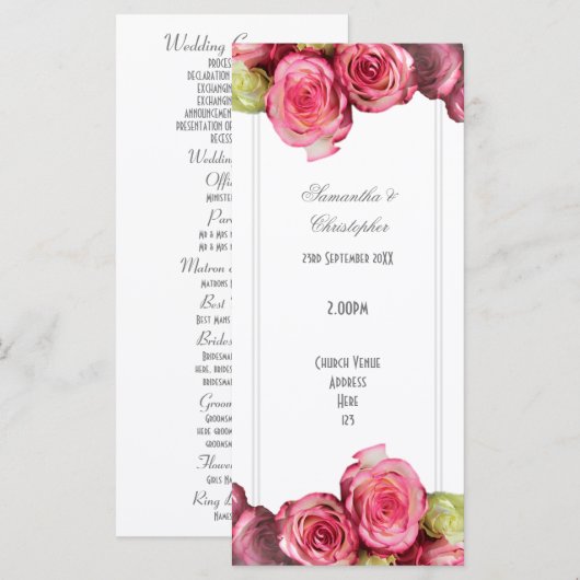 Hochzeitsprogramm der Rosa-Rosa-Kirche Programm (Vorne/Hinten)