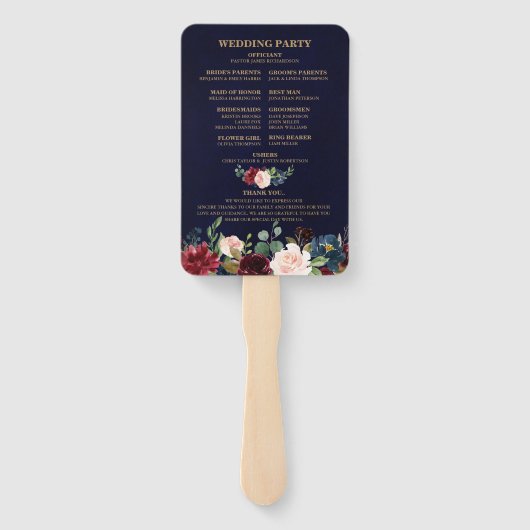 Hochzeitsprogramm der Roten Marine Fächer (Rückseite)