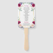 Hochzeitsprogramm der Rustikal-Burgund-Blush-Marin Fächer (Rückseite)