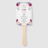Hochzeitsprogramm der Rustikal-Burgund-Blush-Marin Fächer (Vorderseite)