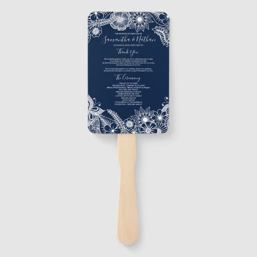 Hochzeitsprogramm der White Navy für Florals Fächer (Rückseite)