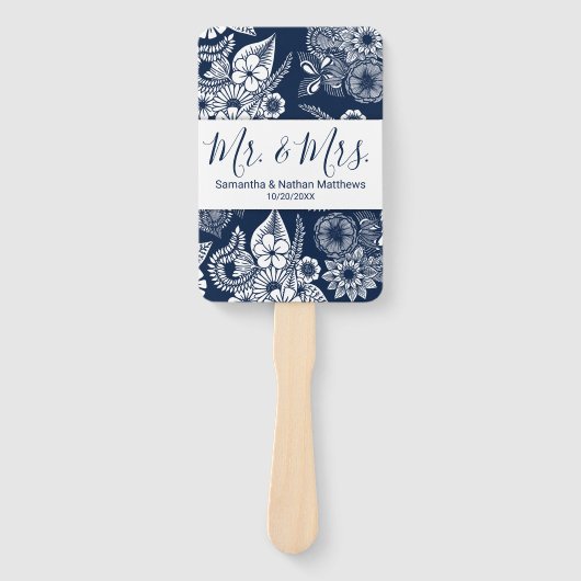 Hochzeitsprogramm der White Navy für Florals Fächer (Vorderseite)