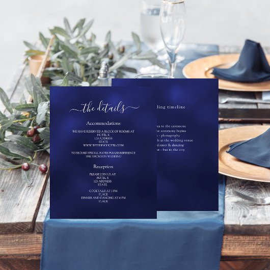 Hochzeitsprogramm Details in Marineblau