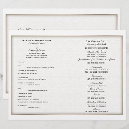 Hochzeitsprogramm (drei) (Vorne/Hinten)