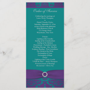 Hochzeitsprogramm DRUCKRIBON Lila, Aquamarin Programm