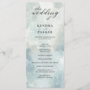 Hochzeitsprogramm "Dusty Blue Abstrakt Brushstroke Programm