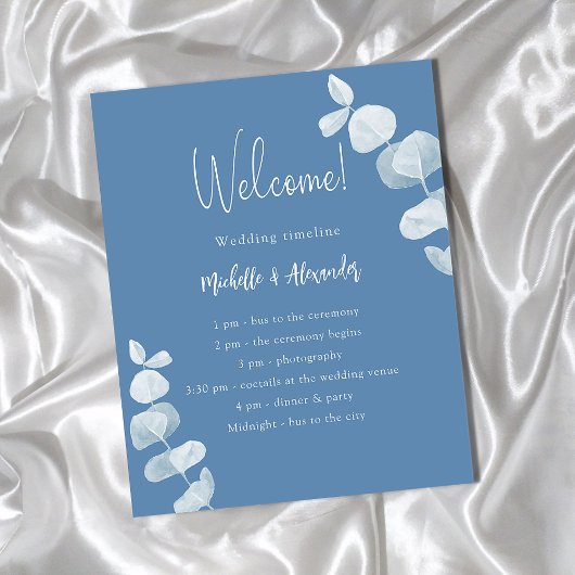Hochzeitsprogramm "Dusty blue eucalyptus"