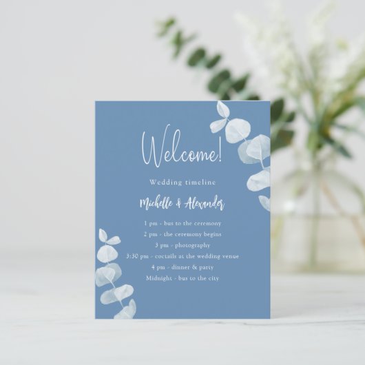 Hochzeitsprogramm "Dusty blue eucalyptus" (Stehend Vorderseite)