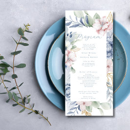 Hochzeitsprogramm "Dusty Blue Floral and Greenerit