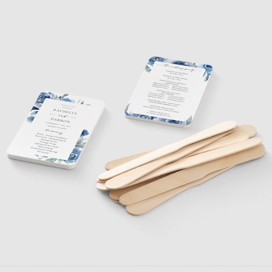 Hochzeitsprogramm "Dusty Blue Floral" Fächer (Non-assembled)