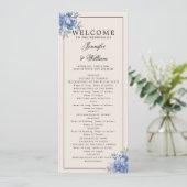 Hochzeitsprogramm Dusty Blue Natürlich Rustikale B Einladung (Stehend Vorderseite)