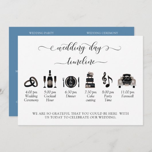 Hochzeitsprogramm Dusty Blue (oder andere) - Timel (Vorne/Hinten)