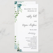 Hochzeitsprogramm Dusty Bule Floral Programm (Vorne/Hinten)