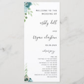 Hochzeitsprogramm Dusty Bule Floral Programm (Vorderseite)