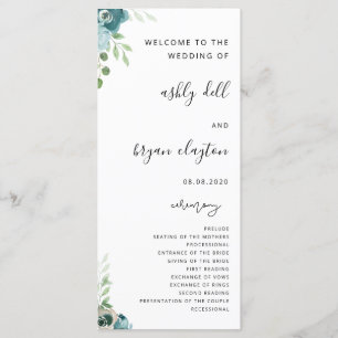 Hochzeitsprogramm Dusty Bule Floral Programm