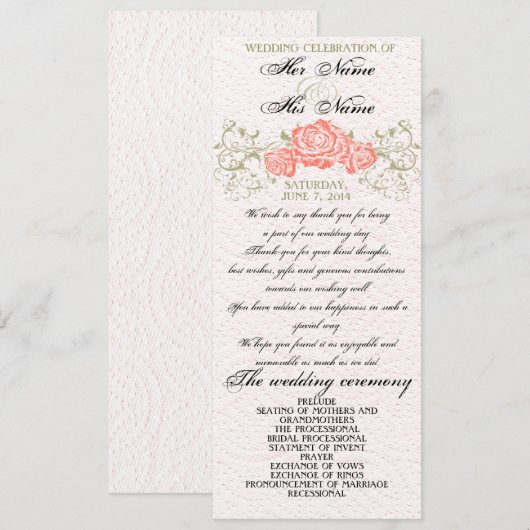 Hochzeitsprogramm Einladung (Vorne/Hinten)