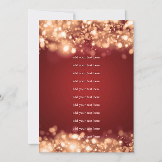 Hochzeitsprogramm Einlage Funkelnde Lichter Gold Einladung (Vorderseite)