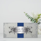 Hochzeitsprogramm Elegant Gray Royal Vintag Floral Programm (Stehend Vorderseite)