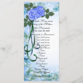 Hochzeitsprogramm elegante blaue Rose aquamarines  Programm (Rückseite)