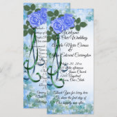 Hochzeitsprogramm elegante blaue Rose aquamarines  Programm (Vorne/Hinten)