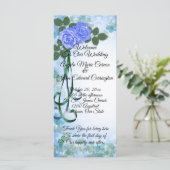 Hochzeitsprogramm elegante blaue Rose aquamarines  Programm (Stehend Vorderseite)