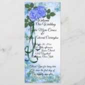 Hochzeitsprogramm elegante blaue Rose aquamarines Programm (Vorderseite)