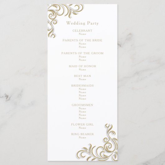 Hochzeitsprogramm: elegante Goldflansche Programm (Rückseite)