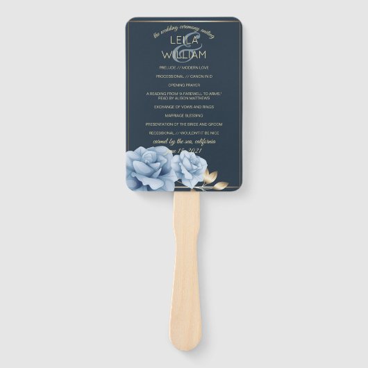 Hochzeitsprogramm Elegante Mitternachtsblume Fächer (Vorderseite)