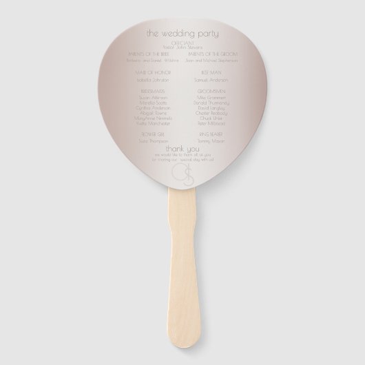 Hochzeitsprogramm Elegante Moderne Perlmutt Fächer (Rückseite)