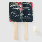 Hochzeitsprogramm Elegante Peach Orange Floral Fächer (Vorne und Hinten)