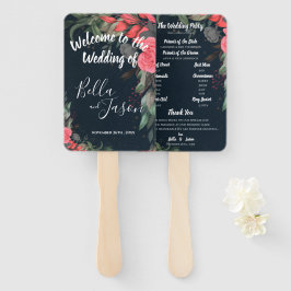 Hochzeitsprogramm Elegante Peach Orange Floral Fächer