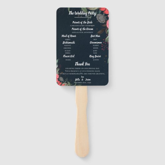 Hochzeitsprogramm Elegante Peach Orange Floral Fächer (Rückseite)