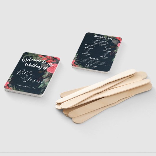 Hochzeitsprogramm Elegante Peach Orange Floral Fächer (Non-assembled)