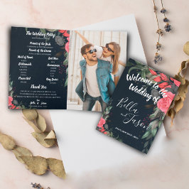 Hochzeitsprogramm Elegante Peach Orange Floral Programm