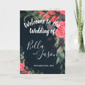 Hochzeitsprogramm Elegante Peach Orange Floral Programm (Vorderseite)