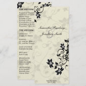 Hochzeitsprogramm - Elegantes Schwarz & Elfenbeinf Programm (Vorne/Hinten)