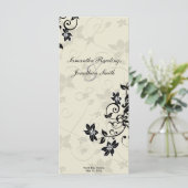 Hochzeitsprogramm - Elegantes Schwarz & Elfenbeinf Programm (Stehend Vorderseite)