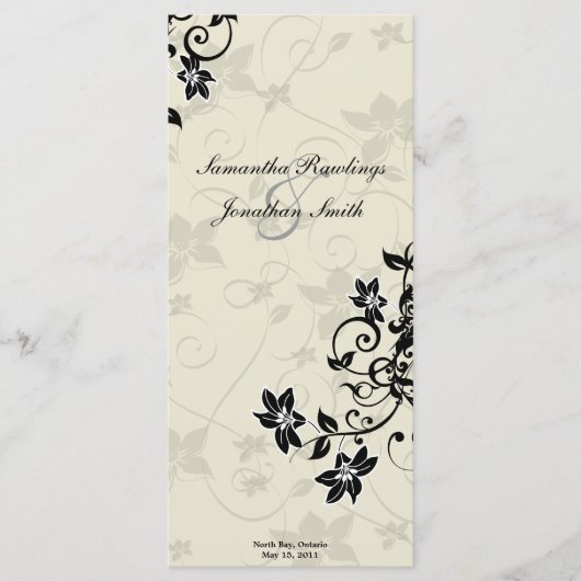 Hochzeitsprogramm - Elegantes Schwarz & Elfenbeinf Programm (Vorderseite)