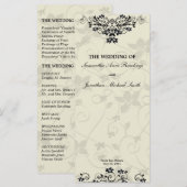 Hochzeitsprogramm - Elegantes Schwarz-Weiß-Blau Programm (Vorne/Hinten)