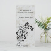 Hochzeitsprogramm - Elegantes Silver Floral Programm (Stehend Vorderseite)