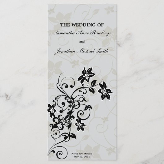 Hochzeitsprogramm - Elegantes Silver Floral Programm (Vorderseite)