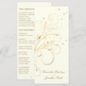 Hochzeitsprogramm Elfenbeingoldflora Elegante Swir Programm (Vorne/Hinten)