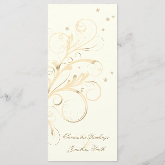 Hochzeitsprogramm Elfenbeingoldflora Elegante Swir Programm (Vorderseite)