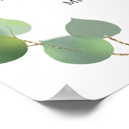 Hochzeitsprogramm Eukalyptus grün Poster (Ecke)