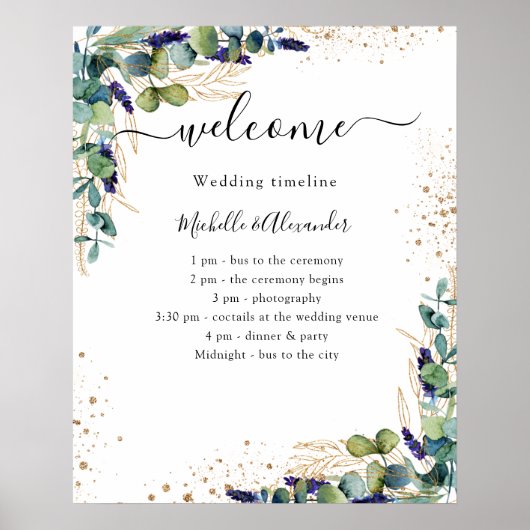 Hochzeitsprogramm Eukalyptusgrün Poster (Vorne)