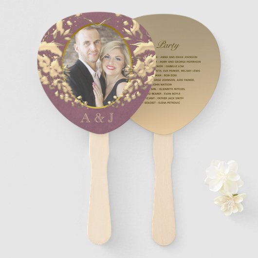 Hochzeitsprogramm-Fächer mit Foto Fächer (Vorne und Hinten)