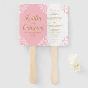 Hochzeitsprogramm-Fächer Nadine (Rosa & Gold) 4x Fächer