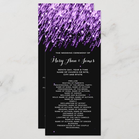 Hochzeitsprogramm Fallende Sterne Lila Programm (Vorne/Hinten)