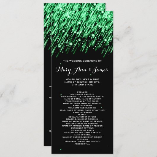 Hochzeitsprogramm Fallende Sterne "Smaragdgrün" Programm (Vorne/Hinten)